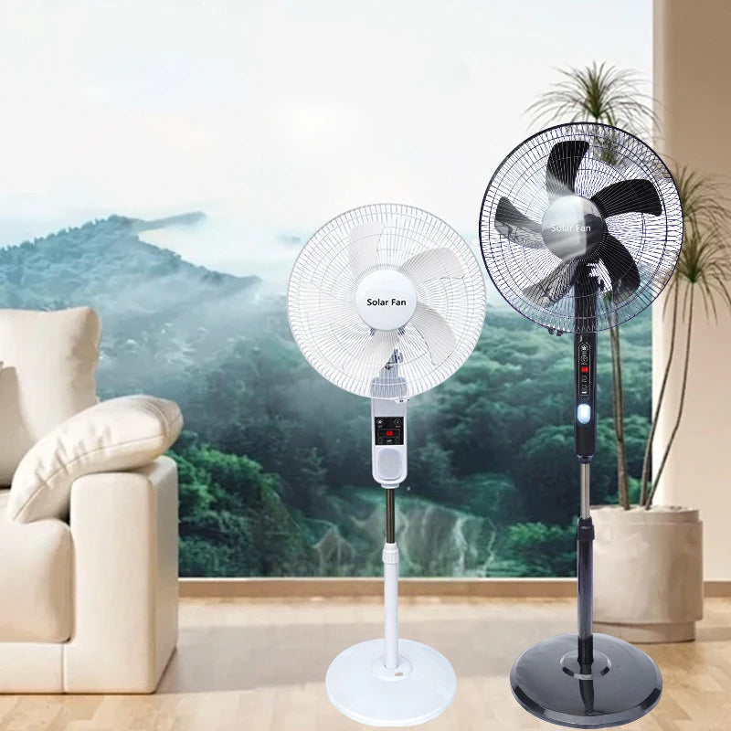 16'' Solar Rechargeable Fan With Bulb, Remote, Solar Panel, Charger and USB Port